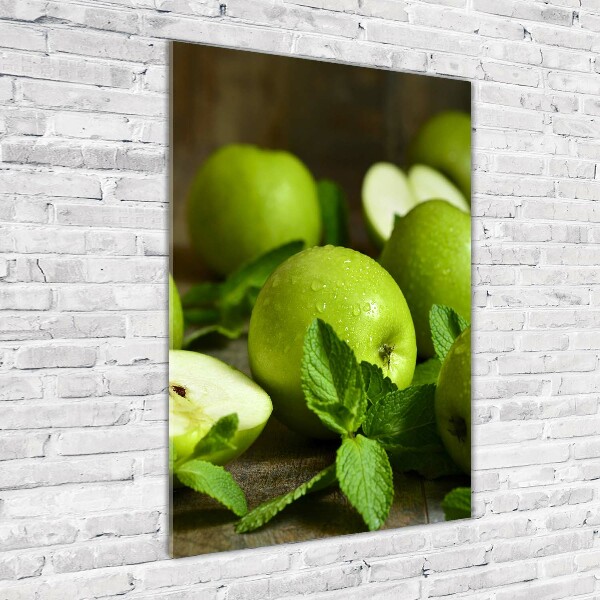 Verticale foto op glas Groene appels