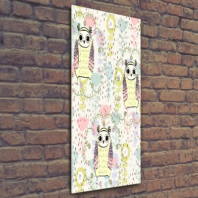 Verticale glasfoto Uilen