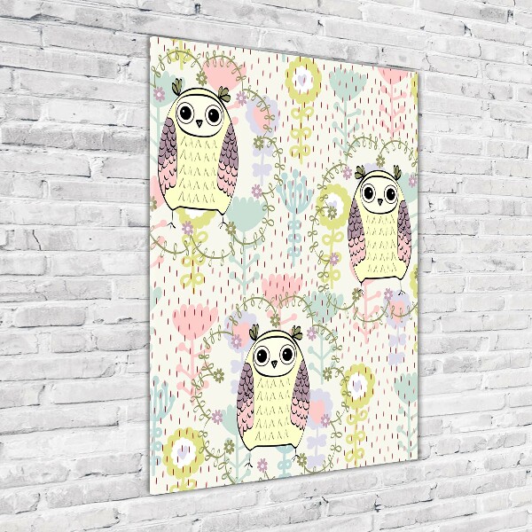 Verticale glasfoto Uilen