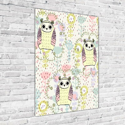 Verticale glasfoto Uilen