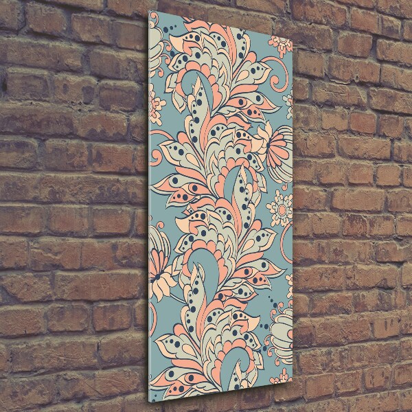 Verticale glasfoto Etnische bloemen