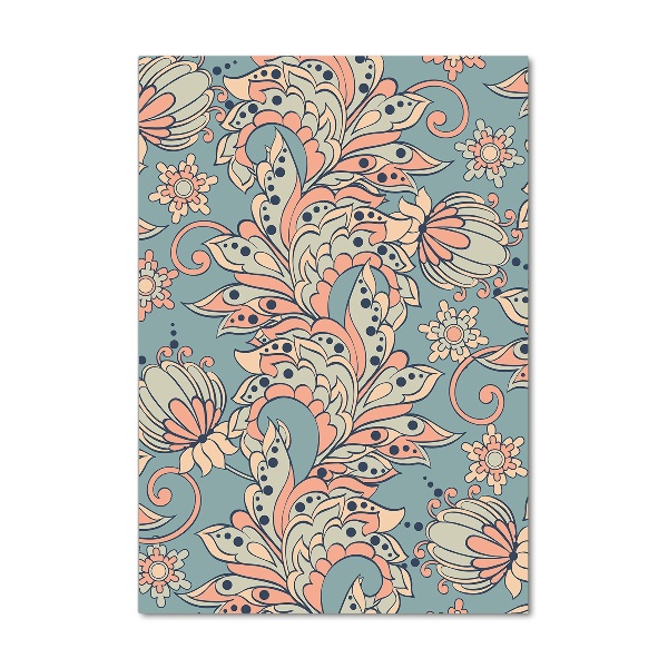 Verticale glasfoto Etnische bloemen