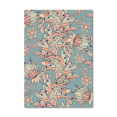 Verticale glasfoto Etnische bloemen