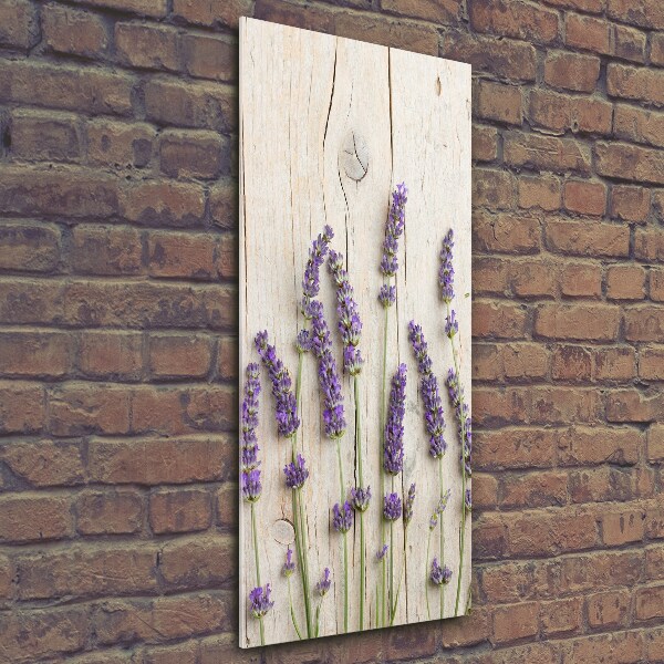 Verticale glasfoto Lavendel op hout