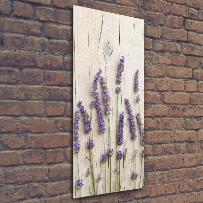 Verticale glasfoto Lavendel op hout