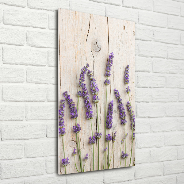 Verticale glasfoto Lavendel op hout