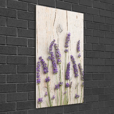 Verticale glasfoto Lavendel op hout