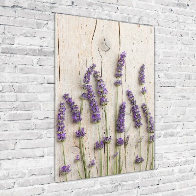 Verticale glasfoto Lavendel op hout