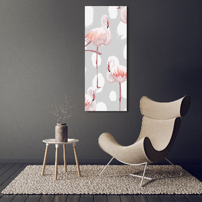 Verticale glasfoto Flamingo's en stippen