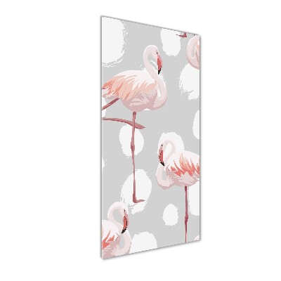 Verticale glasfoto Flamingo's en stippen