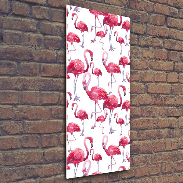 Verticale glasfoto Flamingo's
