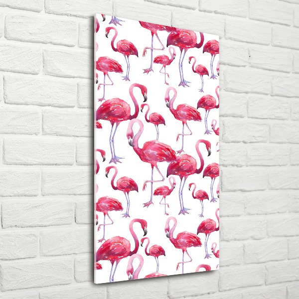 Verticale glasfoto Flamingo's