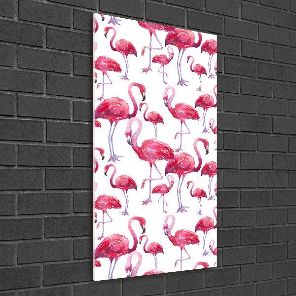 Verticale glasfoto Flamingo's