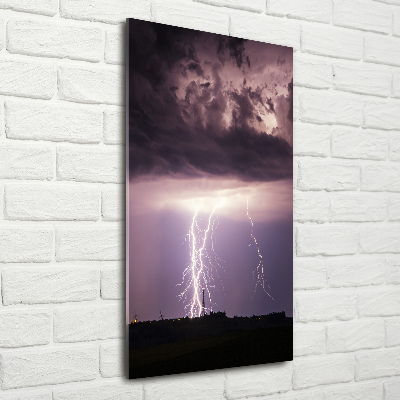 Verticale glasfoto Onweer
