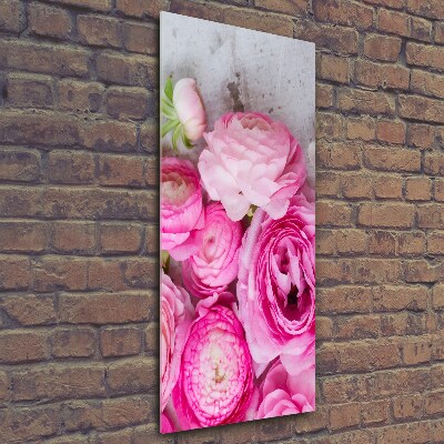 Verticale glasfoto Roze boterbloemen