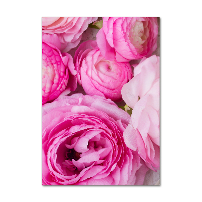 Verticale glasfoto Roze boterbloemen