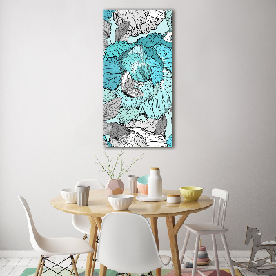 Verticaal glasschilderij Bloemenpatroon