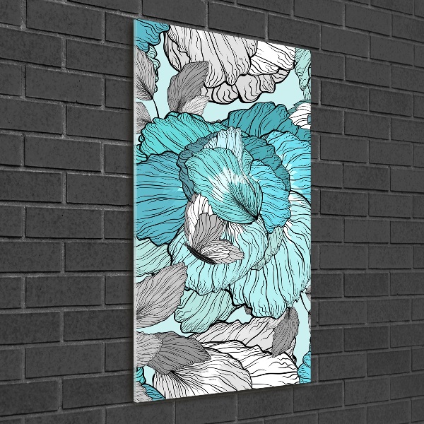 Verticaal glasschilderij Bloemenpatroon