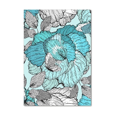 Verticaal glasschilderij Bloemenpatroon