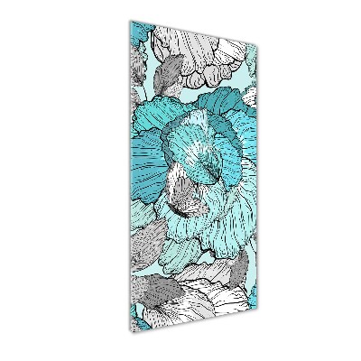 Verticaal glasschilderij Bloemenpatroon