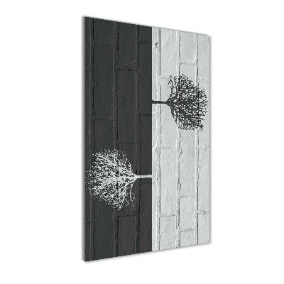 Verticaal glasschilderij Bomen op de muur