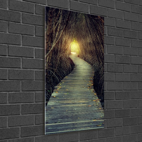 Verticale glasfoto Pad in het bos