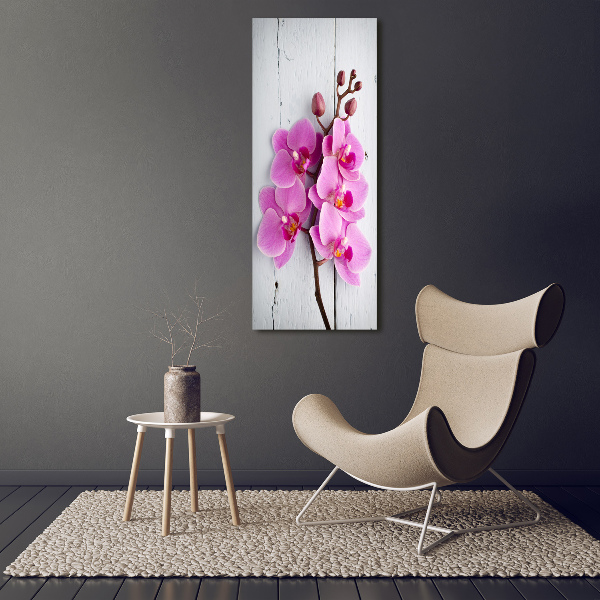Verticale glasfoto Roze orchidee