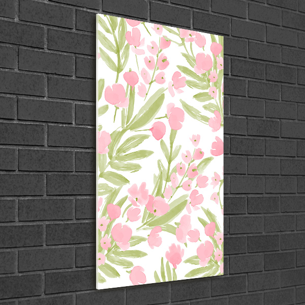 Verticale glasfoto Roze bloemen