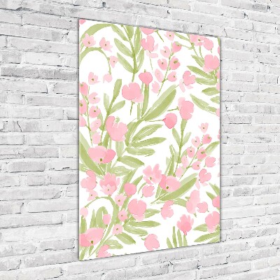 Verticale glasfoto Roze bloemen