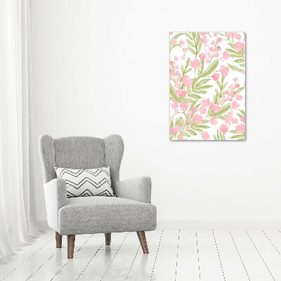 Verticale glasfoto Roze bloemen