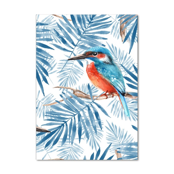 Verticale glasfoto Vogels en bladeren