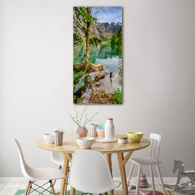 Verticale glasfoto Meer in de bergen