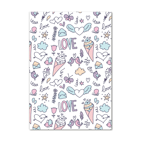 Verticaal glasschilderij Romantisch patroon