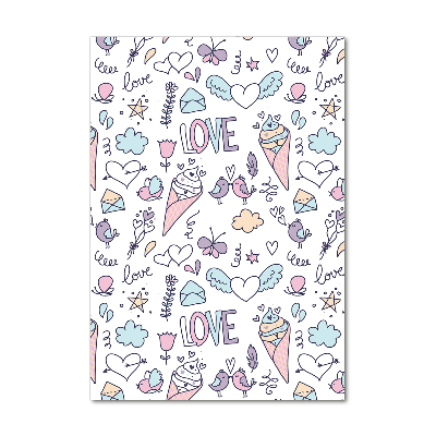 Verticaal glasschilderij Romantisch patroon