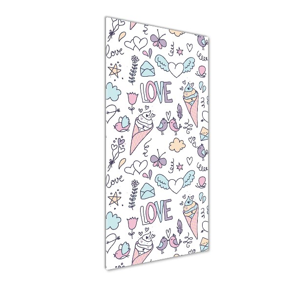 Verticaal glasschilderij Romantisch patroon