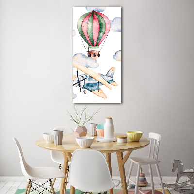 Verticale foto op glas Ballonnen en vliegtuigen