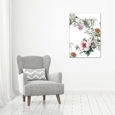 Verticale glasfoto Tropische bloemen