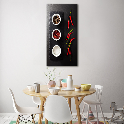 Verticaal glasschilderij Specerijen en pepers