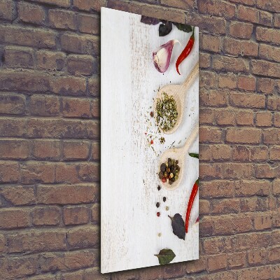 Verticale glasfoto Groenten en kruiden