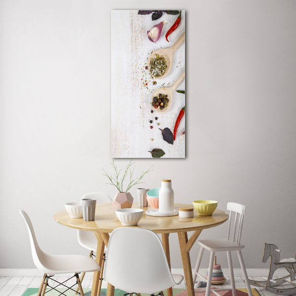 Verticale glasfoto Groenten en kruiden