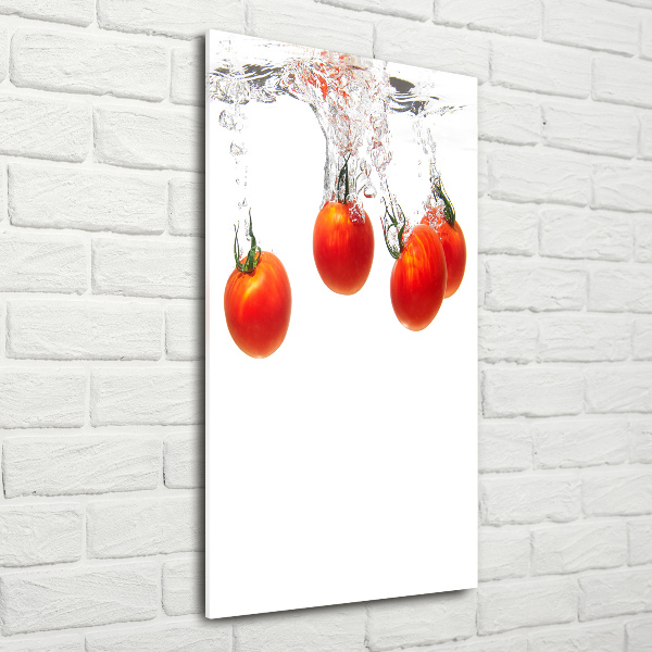 Verticale glasfoto Tomaten onder water