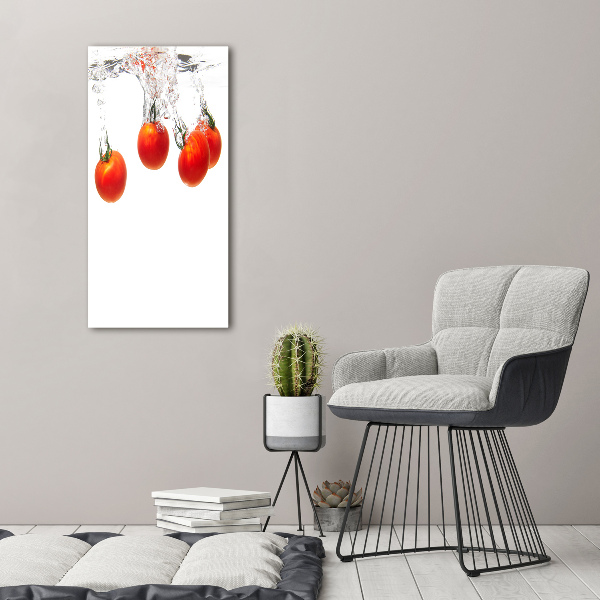 Verticale glasfoto Tomaten onder water