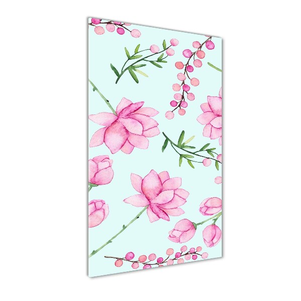 Verticale glasfoto Bloemen en bessen