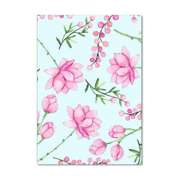 Verticale glasfoto Bloemen en bessen