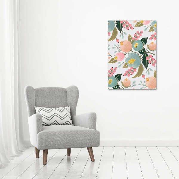 Verticaal glasschilderij Lentebloemen