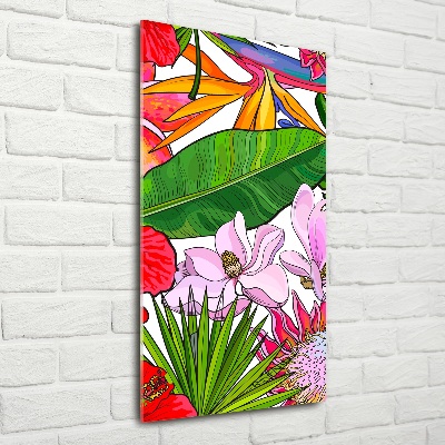 Verticaal glasschilderij Hawaiiaans patroon