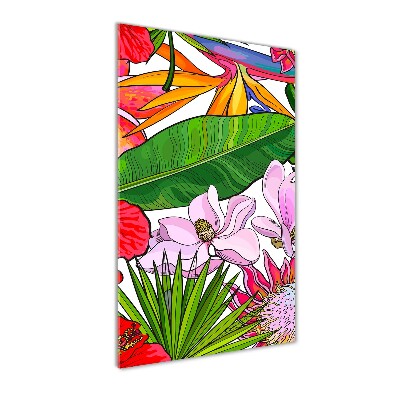 Verticaal glasschilderij Hawaiiaans patroon