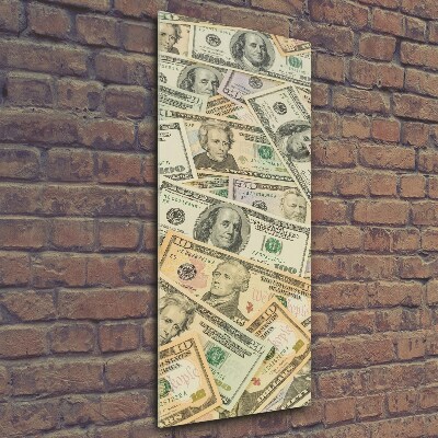 Verticale foto op glas Dollarbankbiljetten