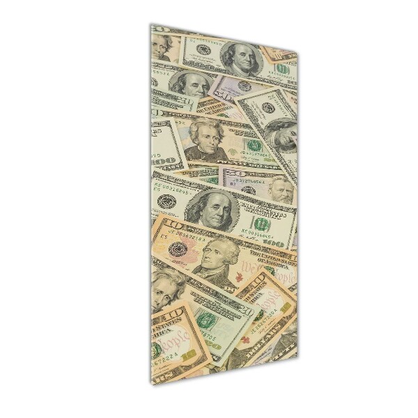 Verticale foto op glas Dollarbankbiljetten