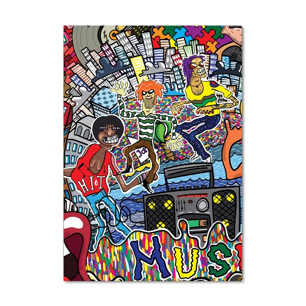 Verticale foto op glas Muzikale collage